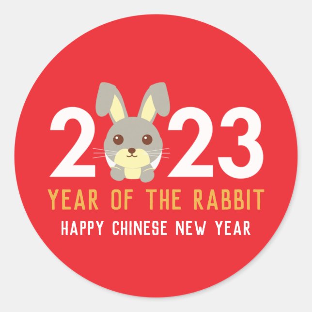 Sticker Rond Nouvel An chinois du lapin 2023 (Devant)