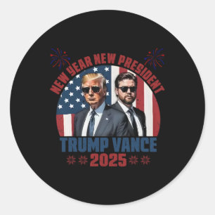 Sticker Rond Nouvel An Le nouveau président Trump Vance Préside