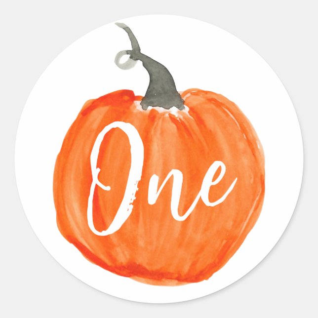 Sticker Rond Nouvel anniversaire du citrouille d'aquarelle mign (Devant)