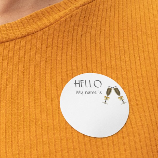 Sticker Rond Nouvelle année Champagne Nom de la fête Balise Bad (Créateur téléchargé)