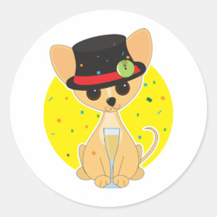 Sticker Rond Nouvelle année de chiwawa