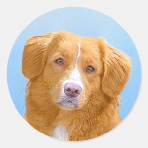 Sticker Rond Nouvelle-Écosse Peinture de chien pour l'essayeur