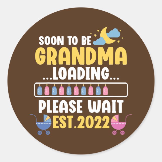 Sticker Rond Nouvelle Grossesse Amusante Grand-Mère Faire-part  (Devant)