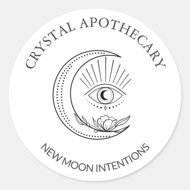 Sticker Rond Nouvelle lune simple noir et blanc (Devant)