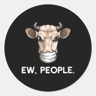 Sticker Rond Nouvelle Vache Portant Médicale Masque Visage Cade