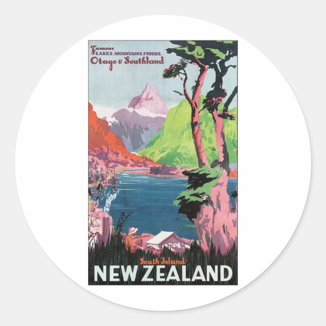 Sticker Rond Nouvelle-Zélande Sud (Devant)