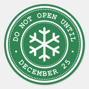 Sticker Rond N'Ouvre Pas Jusqu'Au Décembre 25 Green Christmas C