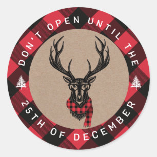 Sticker Rond N'ouvrez pas avant Noël, les rennes rouges