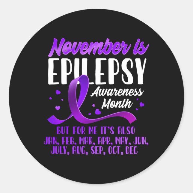 Sticker Rond Novembre Est Le Mois De Sensibilisation À L'Épilep (Devant)