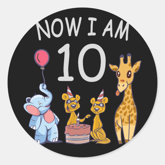 Sticker Rond Now I, 10 ans d'âge 10 Birthday (Devant)