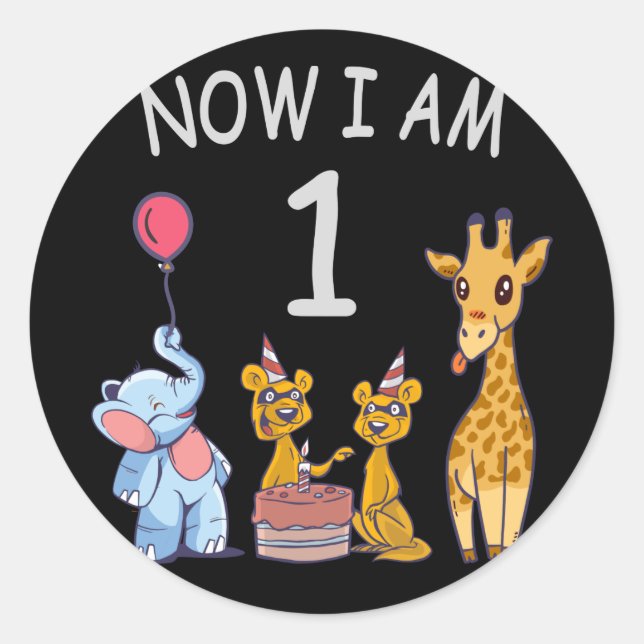 Sticker Rond Now I le 1er jour du Birthday (Devant)