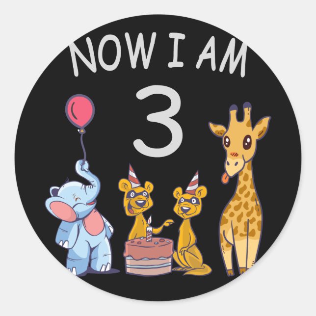 Sticker Rond Now I le 3e jour du Birthday (Devant)