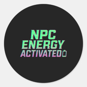 Sticker Rond Npc Énergie Activée Drôle Aesthétique Gamer Rgb Pi