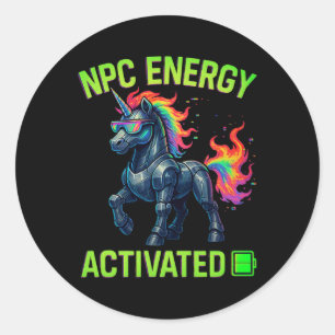 Sticker Rond Npc Énergie Activée Drôle Esthétique Gamer Rgb Pix