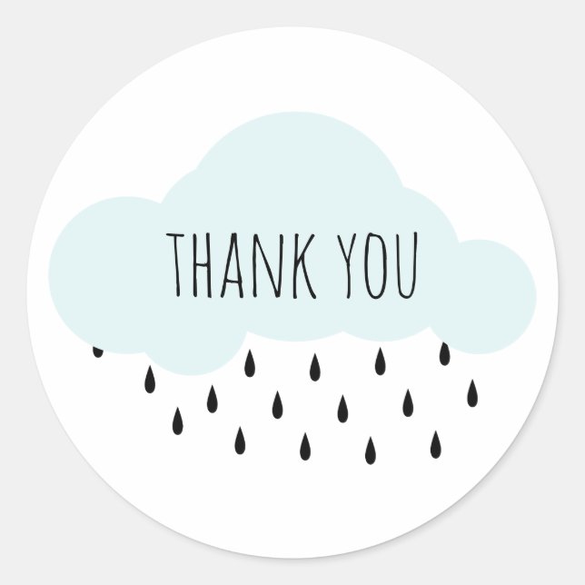 Sticker Rond Nuage bleu. Baby shower merci. Bébé garçon (Devant)