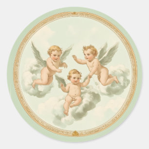 Sticker Rond Nuage de cerub Rococo à la menthe fraîche