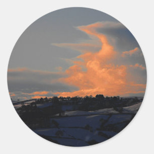 Sticker Rond Nuage de neige sur Newtown, Powys