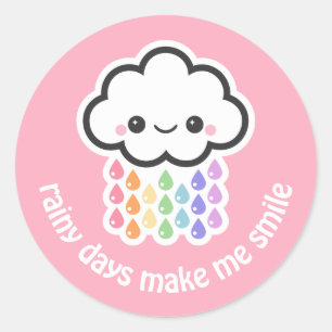 Sticker Rond Nuage de pluie de Kawaii Goth Rainbow