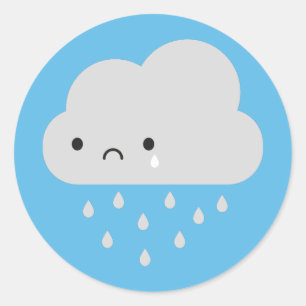 Sticker Rond Nuage de pluie triste de Kawaii