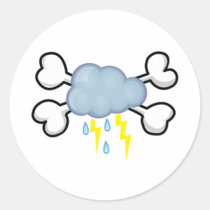 Sticker Rond nuage de tempête Crâne et os croisés