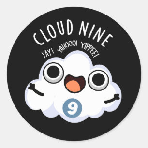 Sticker Rond Nuage Neuf Funny Météo Pun Dark BG