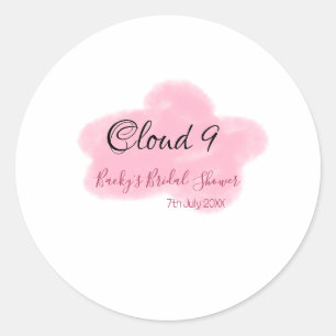 Sticker Rond Nuage neuf rouge pastel shower de mariage nommédat