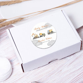 Sticker Rond Nuages bébé en construction baby shower