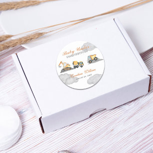 Sticker Rond Nuages bébé en construction baby shower
