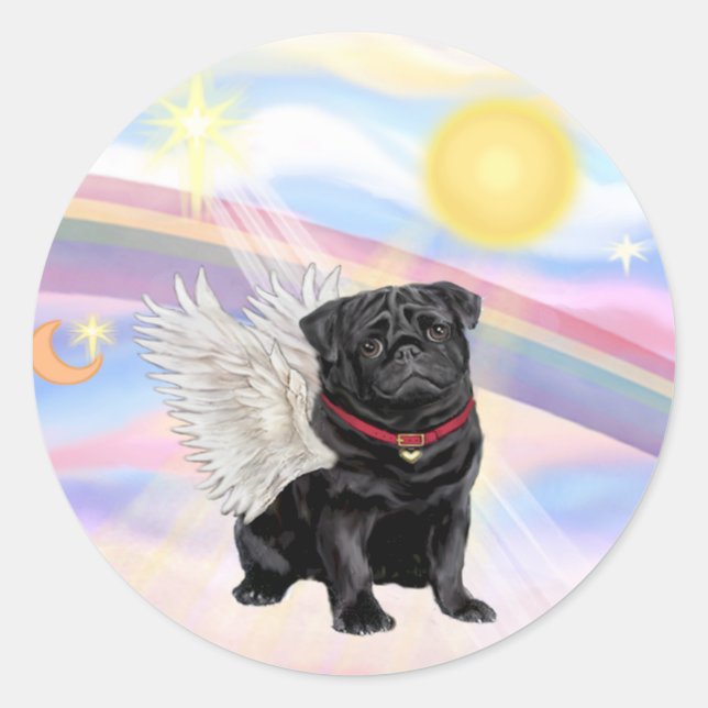 Sticker Rond Nuages - Carlin noir Angel (Devant)
