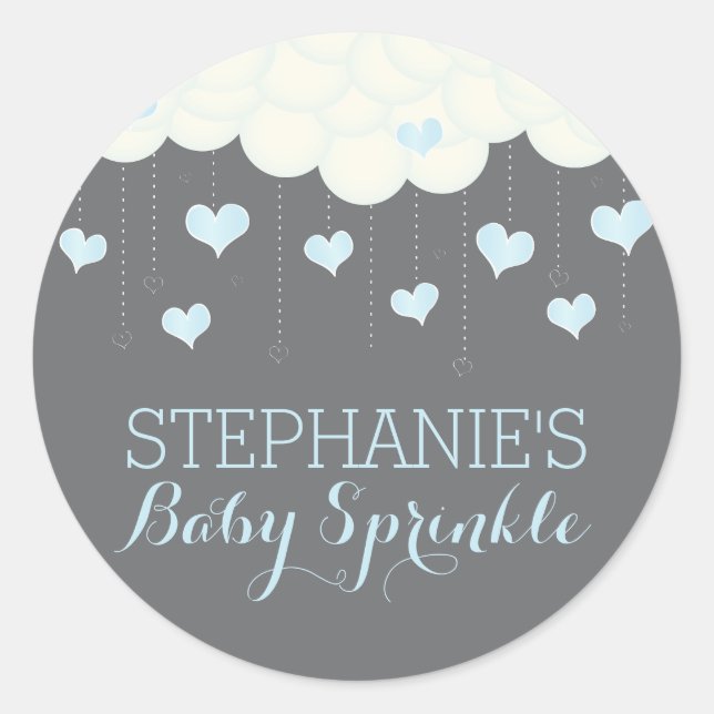 Sticker Rond Nuages & Coeurs Bébé Sprinkle Garçon Favoriser Sti (Devant)