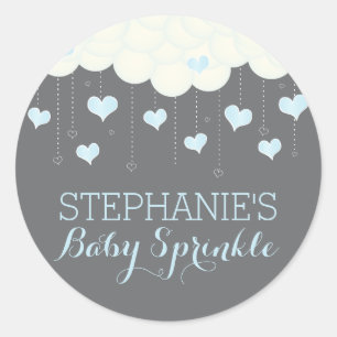 Sticker Rond Nuages & Coeurs Bébé Sprinkle Garçon Favoriser Sti