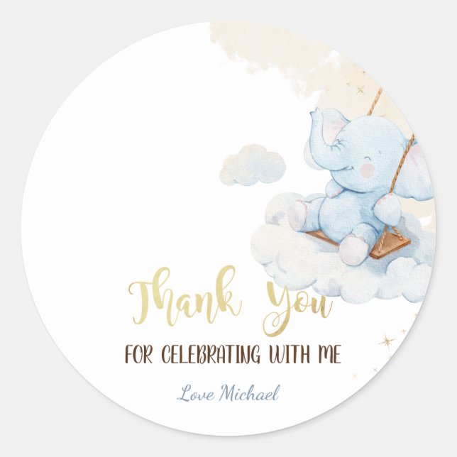 Sticker Rond Nuages d'ours bleu Teddy (Devant)