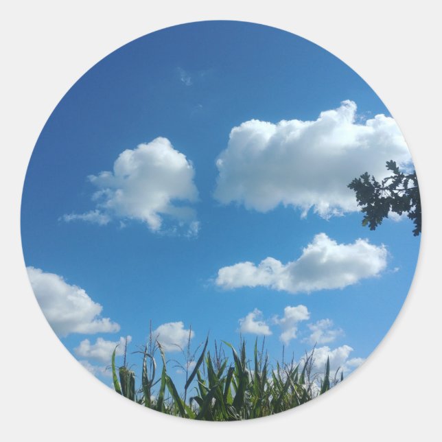Sticker Rond Nuages Et Ciel Bleu (Devant)