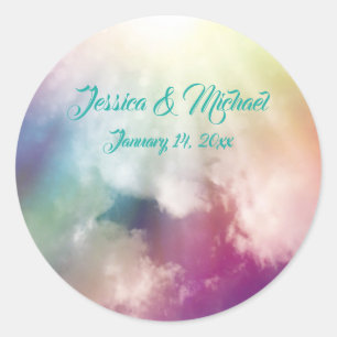 Sticker Rond Nuages Magiques Ciel Céleste Mariage