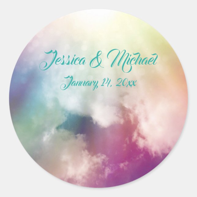 Sticker Rond Nuages magiques Mariage de nuages céleste (Devant)