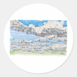 Sticker Rond Nuageux