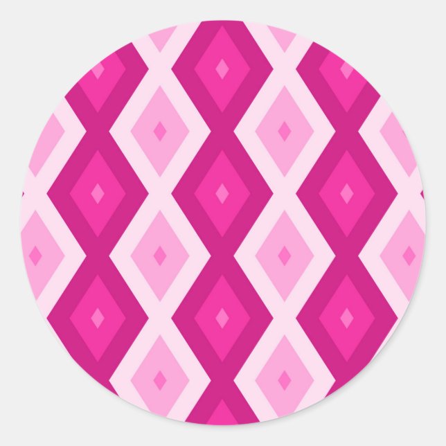 Sticker Rond Nuances de motif de diamant fuchsia (Devant)
