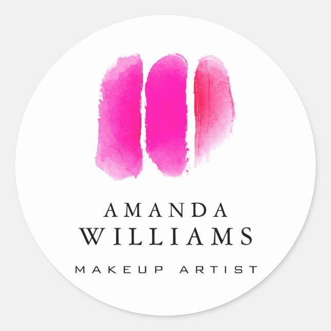 Sticker Rond Nuancier de maquillage rose Aquarelle (Devant)