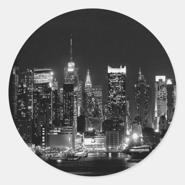 Sticker Rond Nuit à New York (Devant)