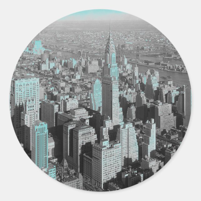 Sticker Rond Nuit bleue à New York (Devant)