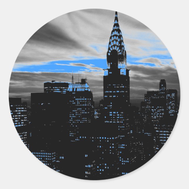 Sticker Rond Nuit bleue à New York (Devant)