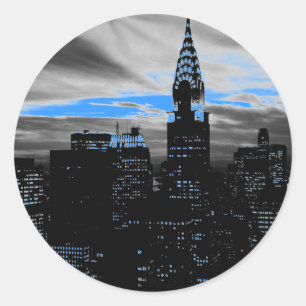 Sticker Rond Nuit bleue à New York