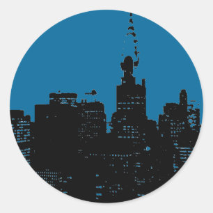 Sticker Rond Nuit bleue à New York