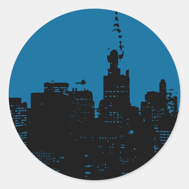 Sticker Rond Nuit bleue à New York (Devant)