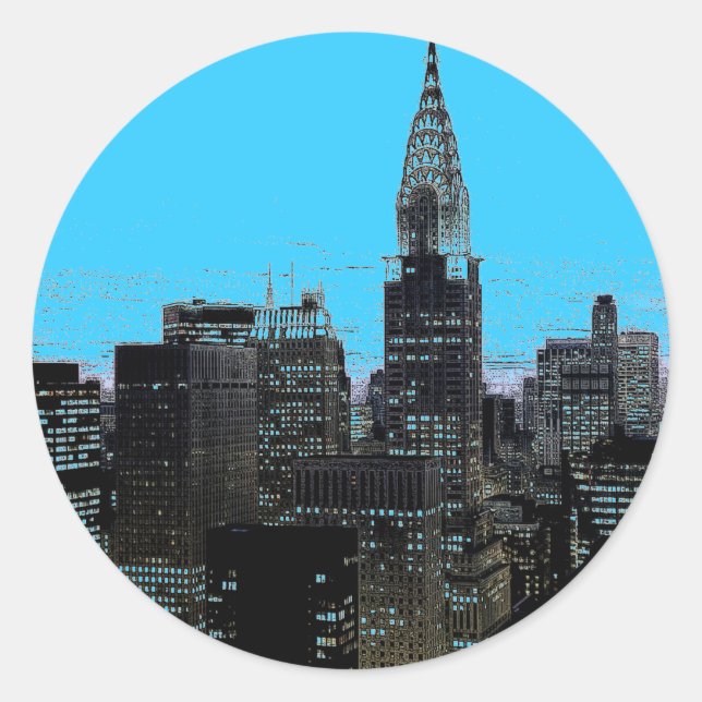 Sticker Rond Nuit bleue à New York (Devant)