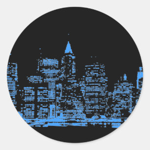 Sticker Rond Nuit bleue à New York