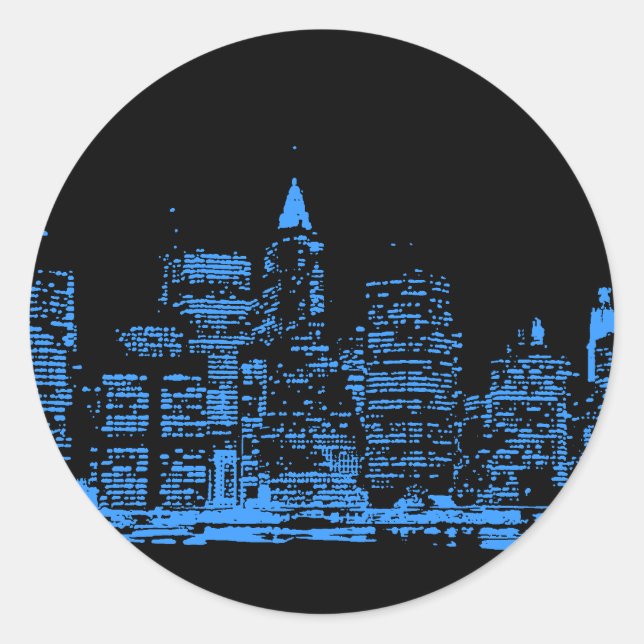 Sticker Rond Nuit bleue à New York (Devant)