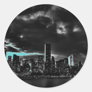 Sticker Rond Nuit bleue à New York