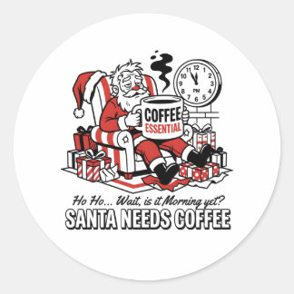 Sticker Rond Nuit de Noël essentielle avec le Père Noël