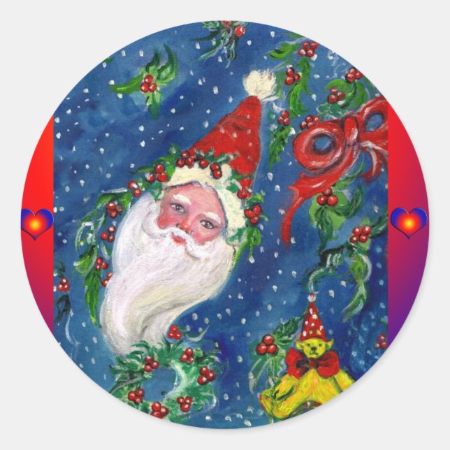 STICKER ROND NUIT DE NOËL / SANTA CLAUS (Devant)